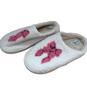 Balletcore Bow Sherpa Slippers Size 10 Cozy Coquette Cottagecore House Shoes